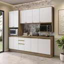 Ver imagem 1 de Armário de Cozinha Compacta Nicho Micro-ondas 100% Mdf 250cm Nogueira/branco Celeste Kappesberg