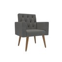 Ver imagem 4 de Kit 3 Poltronas Capitonê Confortáveis Loja Recepção Sala Cinza-escuro