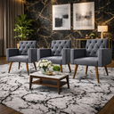 Ver imagem 2 de Kit 3 Poltronas Capitonê Confortáveis Loja Recepção Sala Cinza-escuro