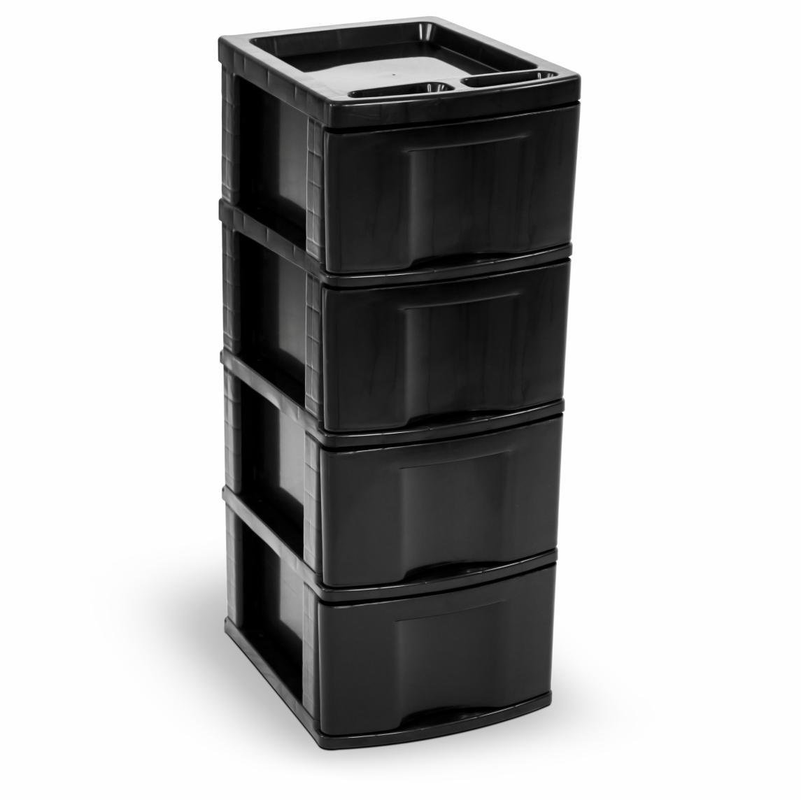 Gaveteiro Preto Organizador Plástico 4 Gavetas Grandes | MadeiraMadeira