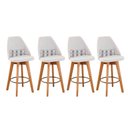 Ver imagem 1 de Kit 04 Banquetas Bege Claro E Almofada Mosaico