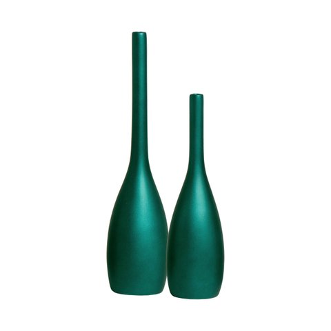 Dupla Garrafa Tulipa Decoração Cerâmica Verde Éden Joelma Decorações