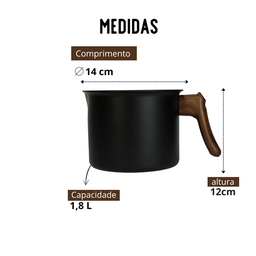 Leiteira Caneca Fervedor Aluminio Ceramica Inducao Mimo Style Black - 6