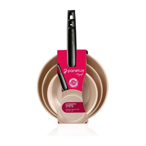 Kit Frigideira Francesa Al 16 20 24cm Bege/Cereja