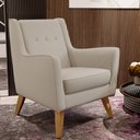 Ver imagem 2 de Kit 02 Poltronas Decorativas com Pés de Madeira Taroba D02 Linho Bege C-107 - Lyam Decor