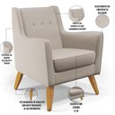 Ver imagem 4 de Kit 02 Poltronas Decorativas com Pés de Madeira Taroba D02 Linho Bege C-107 - Lyam Decor