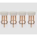 Ver imagem 1 de Kit 4 Banqueta Alta Cozinha 70cm Estofada Off-white Madeira Maciça Urban