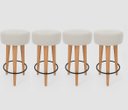 Ver imagem 1 de Kit 4 Banqueta Alta Cozinha 70cm Estofada Off-white Madeira Maciça Urban