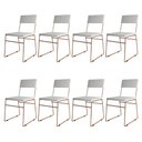 Ver imagem 1 de Kit 8 Cadeiras Málaga Corino Branco Base Cobre para Mesa Sala Cozinha - Cobre/branco