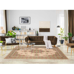 Tapete Sala Tabriz Bege Verde 100X150 Cm Clássico Tipo Belga - 1