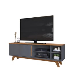 Rack para Tv até 65 Polegadas 1 Portas Dj Móveis Romeu Freijó Cinza Urbano - 5