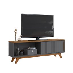 Rack para Tv até 65 Polegadas 1 Portas Dj Móveis Romeu Freijó Cinza Urbano - 4