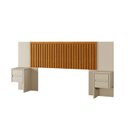 Ver imagem 2 de Cabeceira Extensível Florida com Painel Ripado 2 Mesas de Cabeceira com 2 Gavetas