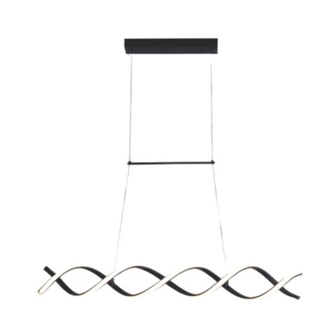 Lustre Pendente Moderno Espiral 90cm Led 32w 3000k Bivolt Preto