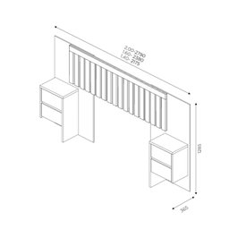 Cabeceira Extensível Florida com Painel Ripado e 2 Mesas de Cabeceira com 2 Gavetas - 4