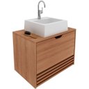 Ver imagem 1 de Gabinete de Banheiro 60 Cm 1 Porta com Cuba Sâmia Amêndoa