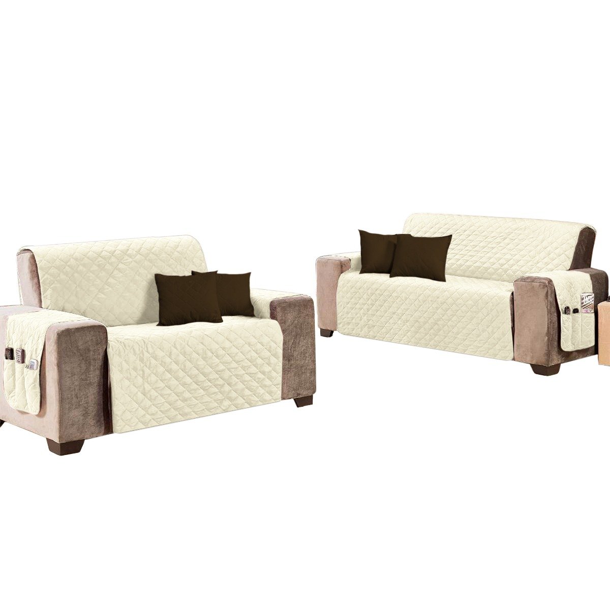 Capas de Sofá Modernas 2 e 3 Lugares com 6 Peças Eví Decor - Creme ...