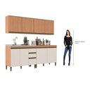 Ver imagem 5 de Cozinha Compacta Modulada 4 Peças 3 Gavetas Cecília Marrom/Freijó/Off White