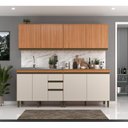 Ver imagem 1 de Cozinha Compacta Modulada 4 Peças 3 Gavetas Cecília Marrom/Freijó/Off White