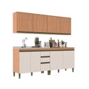 Ver imagem 3 de Cozinha Compacta Modulada 4 Peças 3 Gavetas Cecília Marrom/Freijó/Off White
