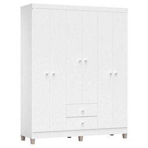 Guarda Roupa Infantil Ternura Baby 6 Portas Branco Brilho – Incorplac