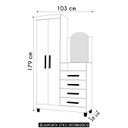 Ver imagem 3 de Guarda Roupa Cômoda com Espelho 103cm Maite A02 Freijó/titanium - Mpozenato