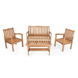 Conjunto para Jardim de Madeira Eucalipto 4 Peças sem Almofada Nature Yescasa - 2