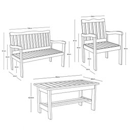 Conjunto para Jardim de Madeira Eucalipto 4 Peças sem Almofada Nature Yescasa - 4