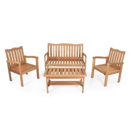 Conjunto para Jardim de Madeira Eucalipto 4 Peças sem Almofada Nature Yescasa Marrom/Amadeirado - 2