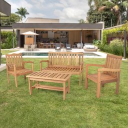 Conjunto para Jardim de Madeira Eucalipto 4 Peças sem Almofada Nature Yescasa - 1