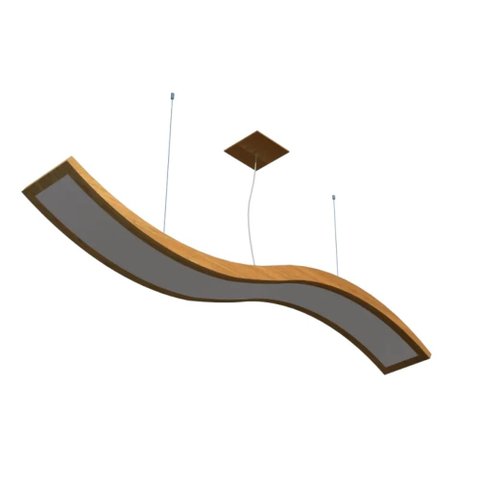 Lustre Pendente Retangular Onda LED 24w 2700k 160cm Madeira - Freijó