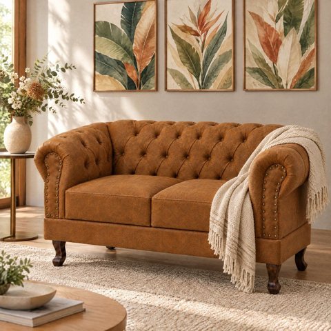 Namoradeira Chesterfield Duque 2 Lugares em Dallas Mel