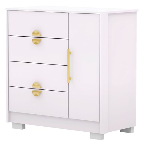Cômoda para Quarto 93cm com 1 Porta Nara Flex Branco V02 - Mpozenato