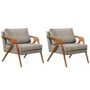 Ver imagem 1 de Kit 2 Poltronas Sala de Estar Madeira Maciça Cerejeira Monique Assento Veludo Bege