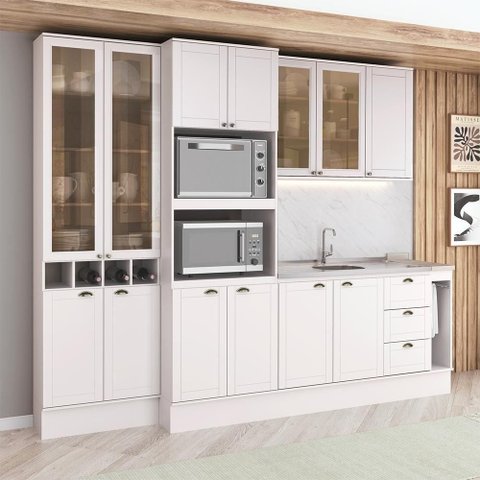 Cozinha Completa Milla Easy 13 Portas 3 Gavetas MDF 280cm Branco