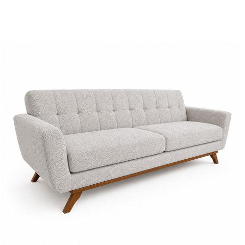 Sofá Linden 3 Lugares 210cm Bouclé Cinza - Sallar Home
