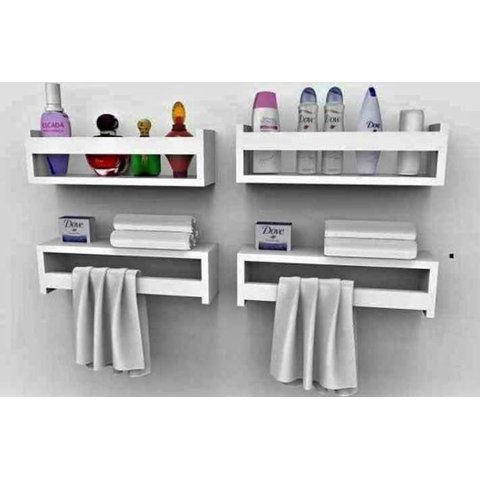 Kit 4 Prateleiras 60cm com Apoio - Porta Revistas, Brinquedos, Livros, Temperos, Decoração. Cozinha,