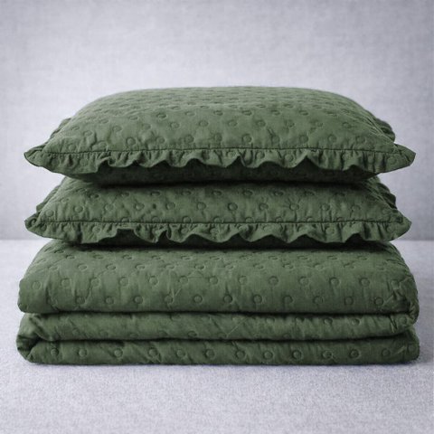 Cobre Leito Balle Casal King 3 Peças Colcha Cama Verde