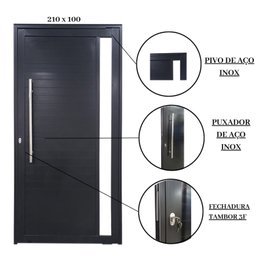 Porta Pivotante de Alumínio 210 x 100cm com Visor 30 Direita Esquadrias Bergamo - 4