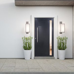 Porta Pivotante de Alumínio 210 X 120cm com Visor 30 Esquerda Esquadrias Bergamo