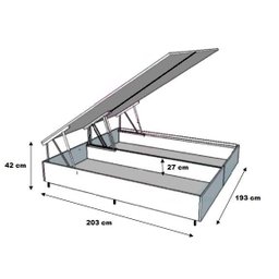 Cama Box Baú King Bipartido Sintético Cinza com Pistão a Gás - 3