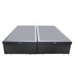 Cama Box Baú King Bipartido Sintético Cinza com Pistão a Gás - 1