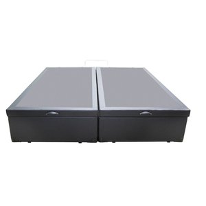 Cama Box Baú King Bipartido Sintético Cinza com Pistão a Gás