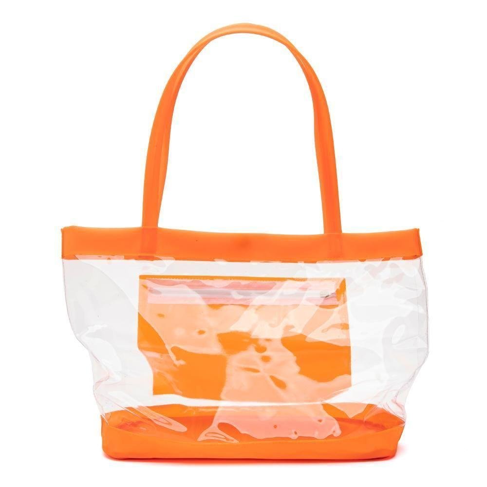 Bolsa Feminina Praia e Piscina Bolsa Transparente Laranja