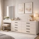 Ver imagem 1 de Cômoda Valência 8 Gavetas com Espelho Creme/branco - Politorno