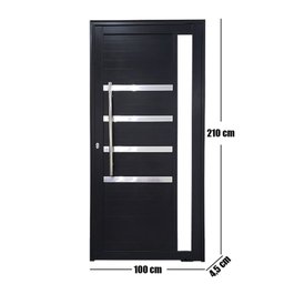Porta Pivotante de Alumínio 210 x 100cm com Friso e Visor 30 Direita Esquadrias Bergamo - 3