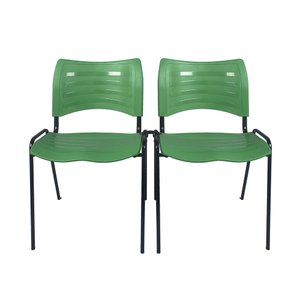 Kit 2 Cadeiras Iso Turim plastica Igreja Recepção Escola Verde com conector PopMov kit 2 cadeira iso