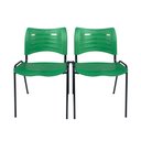 Ver imagem 1 de Kit 2 Cadeiras Iso Turim Plastica Igreja Recepção Escola Verde com Conector Popmov Kit 2 Cadeira Iso