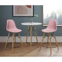 Ver imagem 1 de Conjunto Bistrô Eames Eiffel Mesa Branca com 2 Banquetas Rosas de Madeira