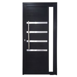 Porta Pivotante de Alumínio 210 X 120cm com Friso e Visor 30 Direita Esquadrias Bergamo